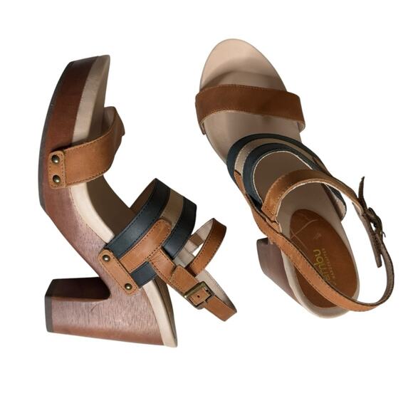 Jambu Viola Hand Crafted Leather Platform Wood Grain Clogs Women's Size 8.5 - Picture 6 of 11